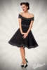 schulterfreies Swing-Kleid mit Gürtel