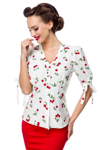 Bluse mit Kirschenmuster